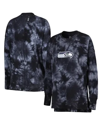 Women's Msx by Michael Strahan Black Seattle Seahawks Bailey Tie-Dye Pullover Sweatshirt