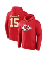 Men's Fanatics Patrick Mahomes Red Kansas City Chiefs Player Icon Name and Number Pullover Hoodie