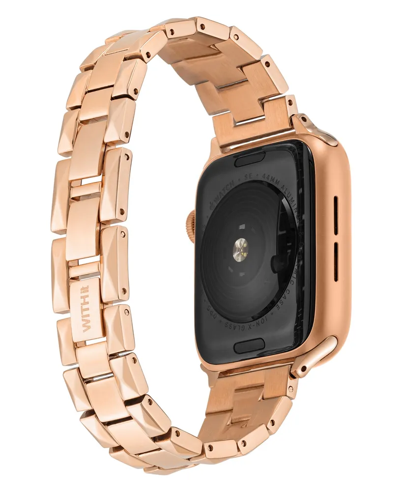 WITHit Rose Gold-Tone Stainless Steel Pyramid Link Bracelet Compatible with 38/40/41mm Apple Watch - Rose Gold