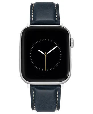 WITHit Navy Smooth Genuine Leather Band Compatible with 42/44/45/Ultra/Ultra 2 Apple Watch