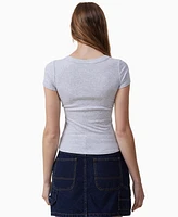 Cotton On Women's Staple Rib Scoop Neck Short Sleeve Top