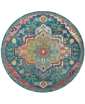 Safavieh Crystal CRS501 Teal and Rose 7' x 7' Round Area Rug