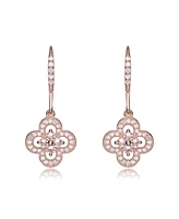 Genevive Cubic Zirconia Sterling Silver Flower Shape Micro Pave Earrings