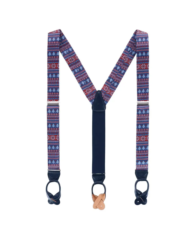 Men's Trafalgar Silk Suspenders Braces Navy Blue & Maroon