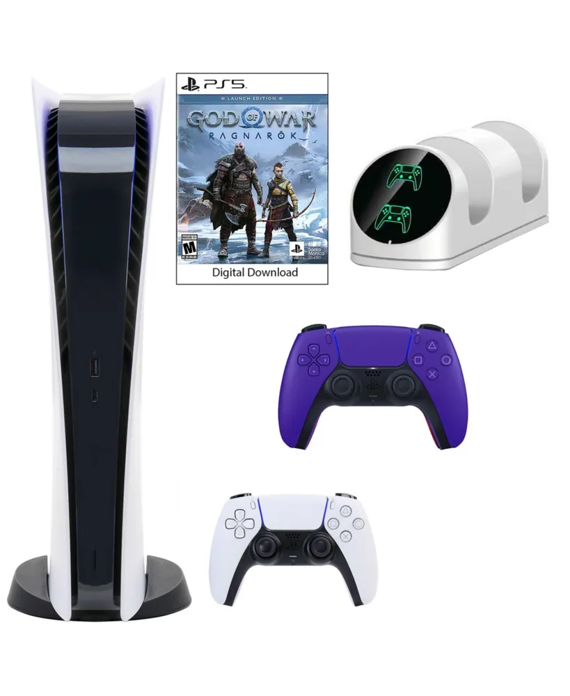 PS5 Digital Gow Console with Extra Purple Dualsense Controller and Dual Charging Dock