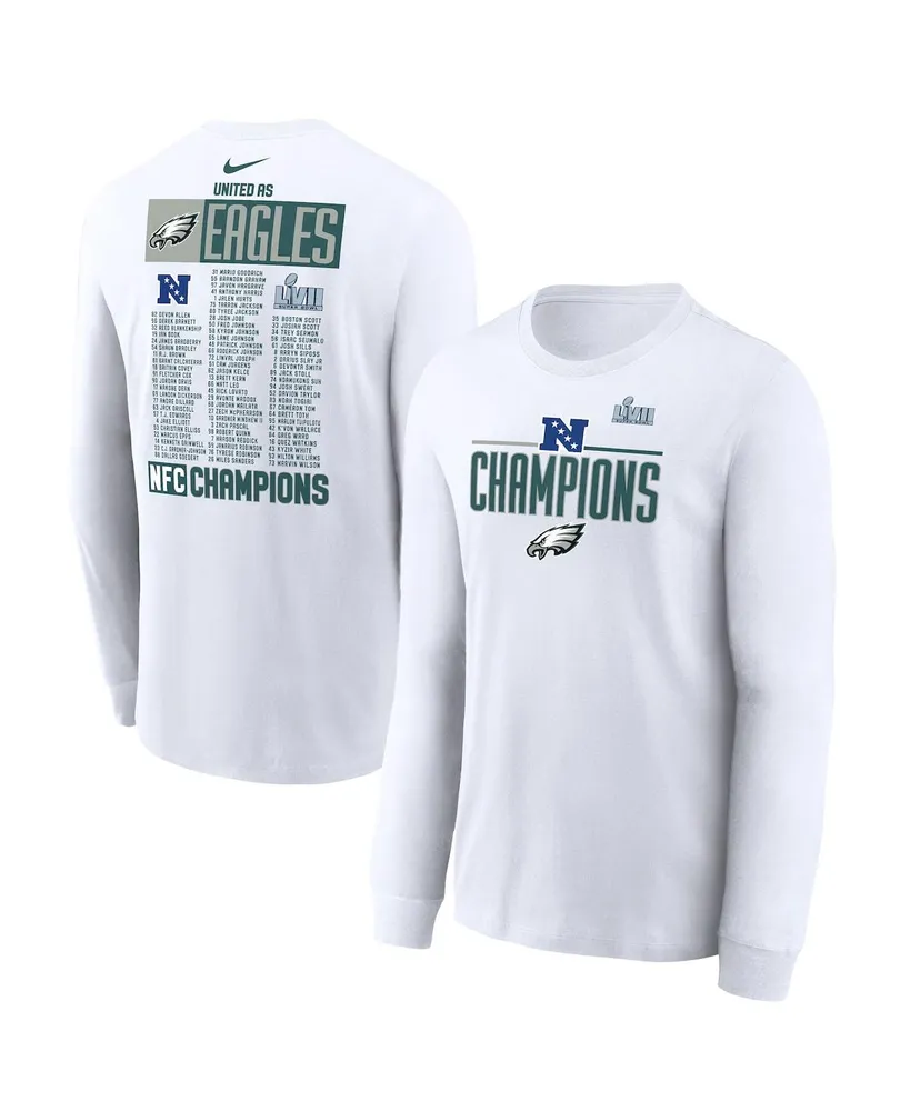 Men's Nike White Philadelphia Eagles 2022 NFC Champions Roster Long Sleeve  T-Shirt