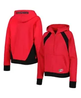 Women's Starter Red Carolina Hurricanes Wishbone Half-Zip Hoodie