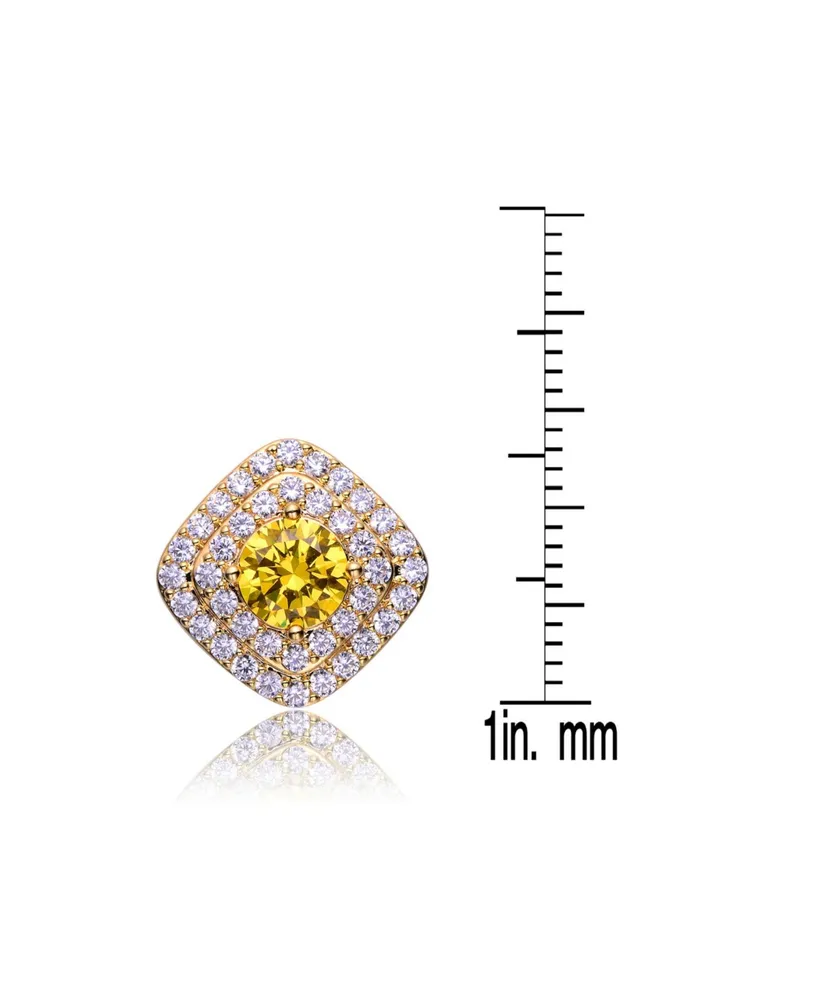 Genevive 14K Gold Plated Clear Cubic Zirconia Pave Stud Earrings