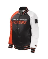 Big Boys Starter Black Philadelphia Flyers Raglan Full-Snap Varsity Jacket