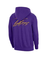 Men's Nike Heather Purple Los Angeles Lakers Courtside Versus Flight Pullover Hoodie