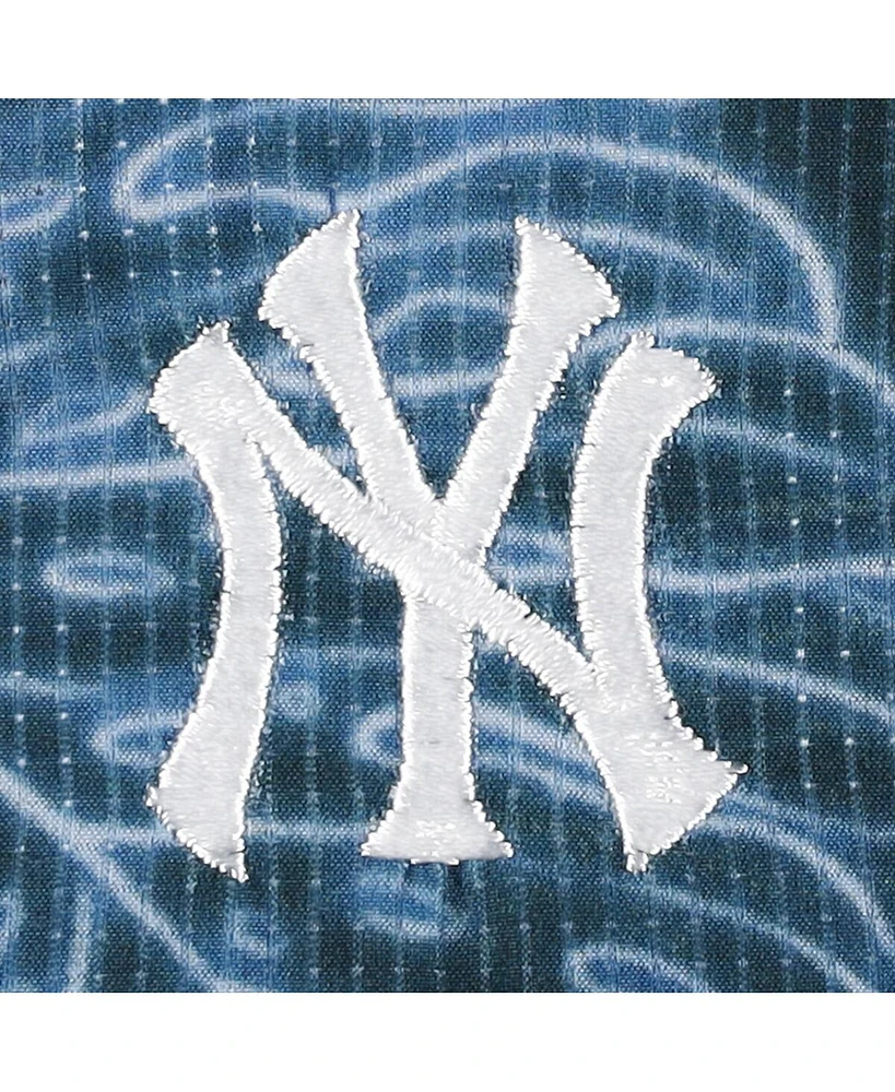 Men's Tommy Bahama Blue New York Yankees Bahama Coast Luminescent Fronds IslandZone Button-Up Camp Shirt