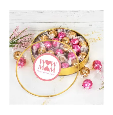 Mother's Day Candy Gift Tin with Chocolate Lindor Truffles by Lindt Large Plastic Tin with Sticker - Mom - By Just Candy - Assorted pre