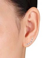 Macy's Moissanite Curved Crawler Charm Earrings 5/8 ct. t.w in 10K White Gold