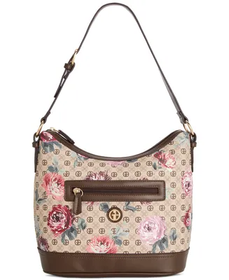 Giani Bernini Signature Floral Print Small Zip-Top Hobo Bag, Created for Macy's
