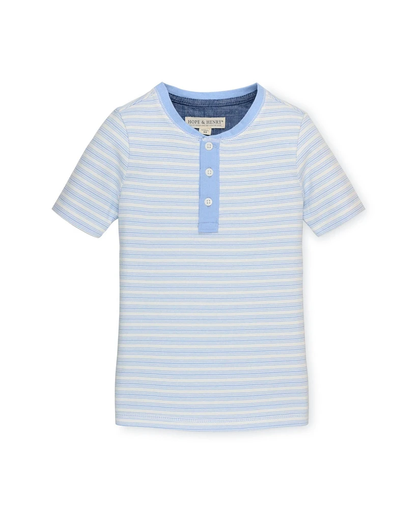 Hope & Henry Boys' Organic Cotton Short Sleeve Henley Tee, Kids