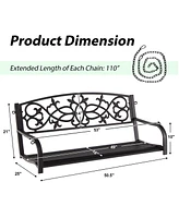 2-Person Metal Outdoor Porch Swing Hanging Patio Bench 485 Lbs Capacity