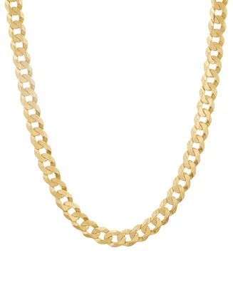 Polished Solid Flat Curb Link 22" Chain Necklace 14k Gold-Plated Sterling Silver & Sterling