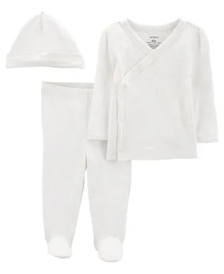Carter's Baby Boys or Baby Girls PurelySoft Side Snap Bodysuit, Pants and Cap, 3 Piece Set