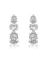 Genevive Radiant White Gold Plated Drop Earrings in Sterling Silver with Pear Shape and Oval Cubic Zirconia