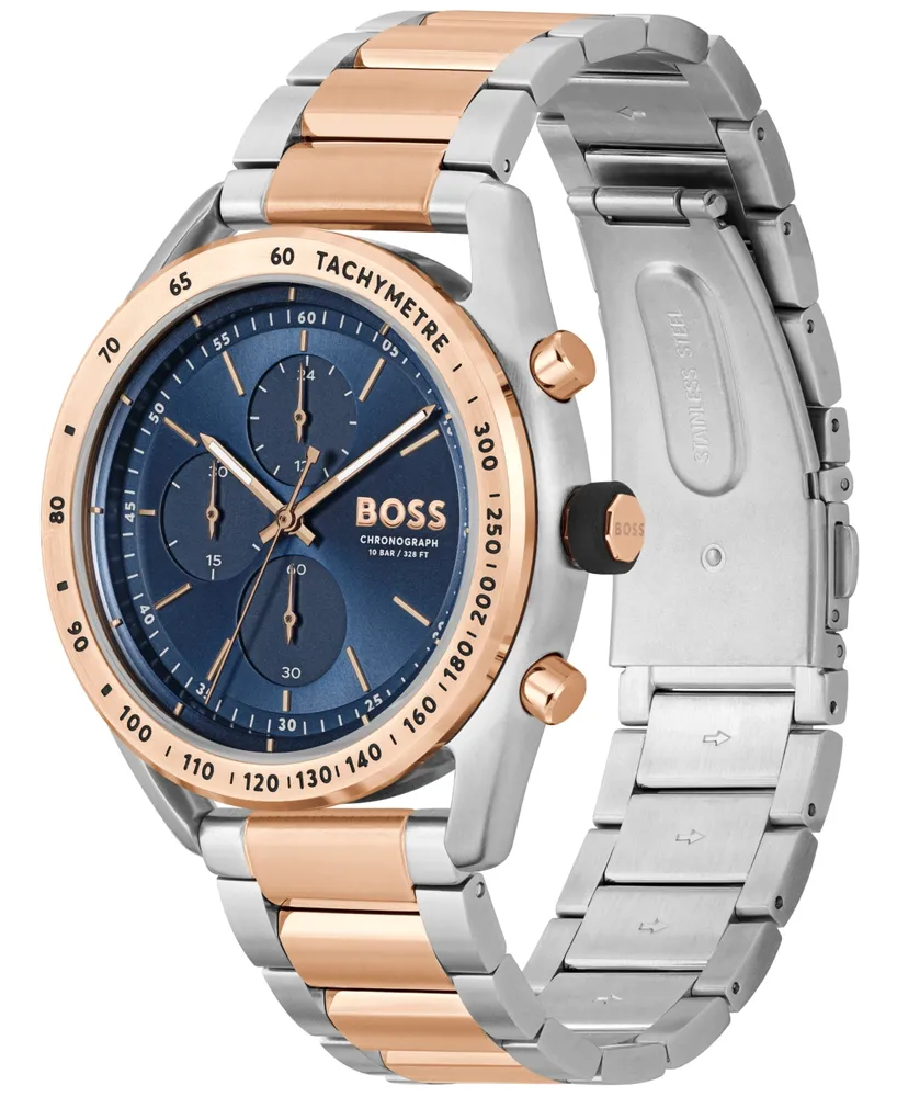 Hugo Boss Men's Center Court Quartz Chronograph Stainless Steeland Ionic Plated Carnation Two-Tone Steel Watch 44mm - Two