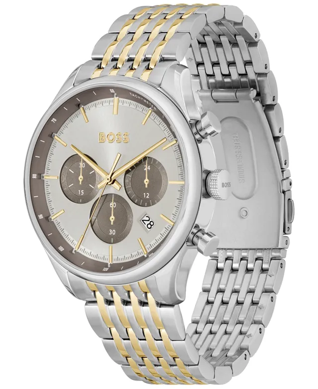 Gold-Tone Quartz Steel Watch Plated Ionic Gold Hawthorn Chronograph Men\'s Mall Boss Gregor | 45mm -
