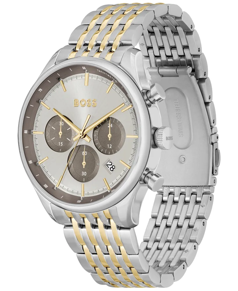 Hugo Boss Men's Gregor Quartz Chronograph Stainless Steel and Ionic Gold-Tone Plated Steel Watch 45mm - Two