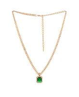 Ettika Emerald Stone Pendant 18K Gold Plated Link Necklace