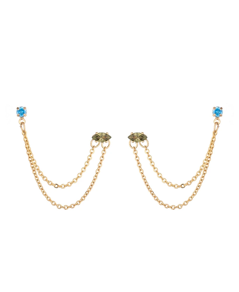 Ettika 18K Gold Plated Brass Double Pierced Earrings