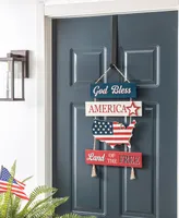 Glitzhome 20.75" H Patriotic, Americana Word Sign Door Hanger