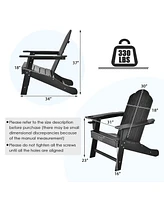 Costway Patio Adirondack Chair Weather Resistant Garden Deck W/Cup Holder