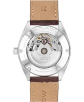 Movado Men's Datron Automatic Swiss Automatic Brown Leather Strap Watch 40mm