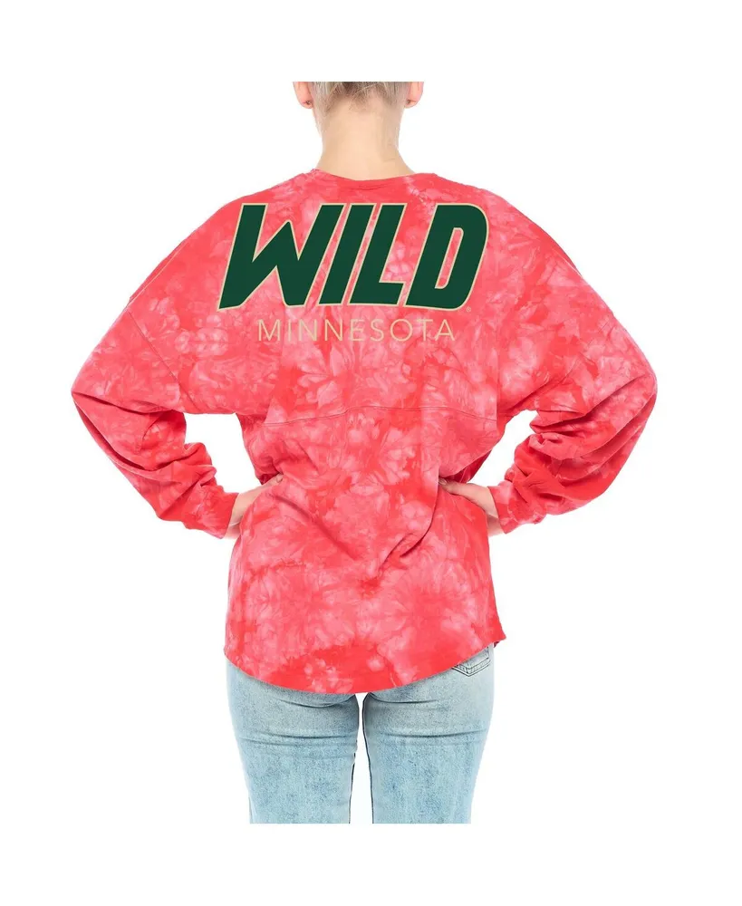 Women's Fanatics Red Minnesota Wild Crystal-Dye Long Sleeve T-shirt