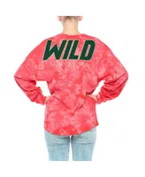 Women's Fanatics Red Minnesota Wild Crystal-Dye Long Sleeve T-shirt
