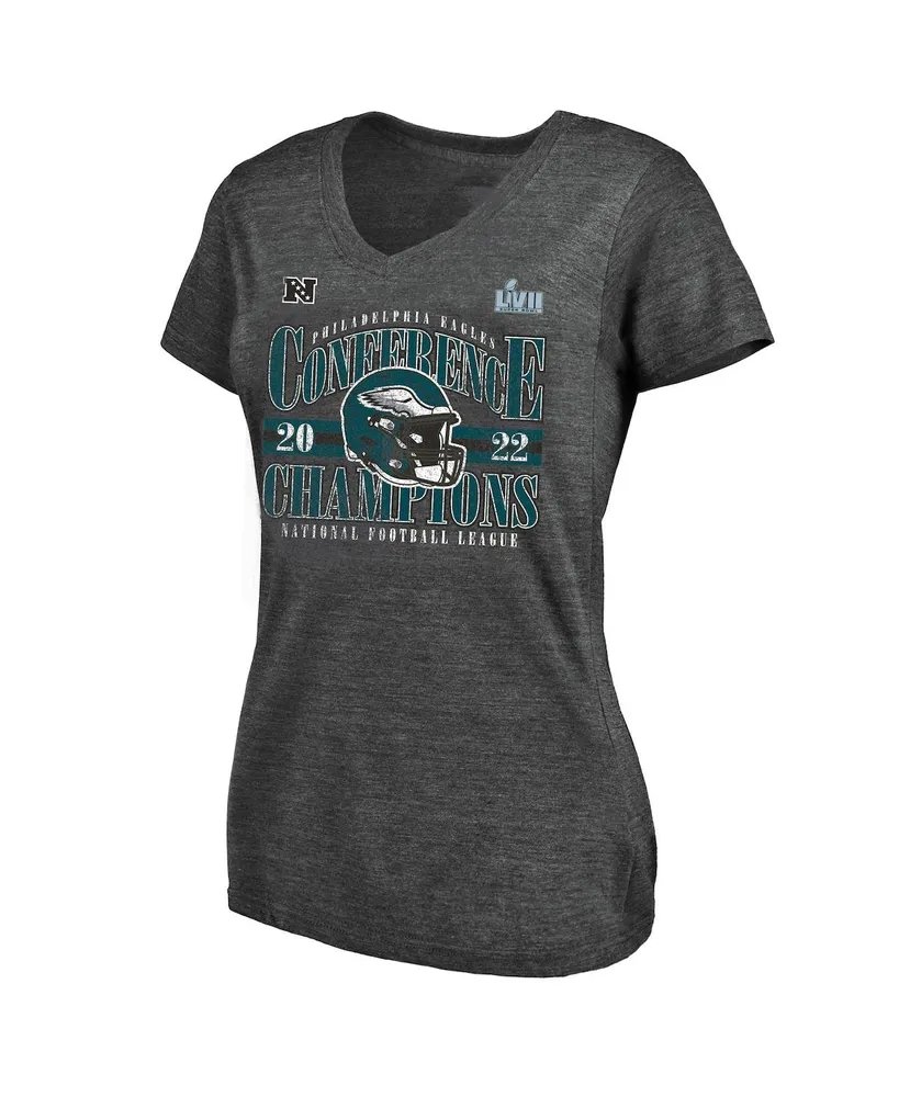 Women's Fanatics Branded Heather Charcoal Kansas City Chiefs 2022 AFC Champions Banner Worthy Tri-Blend 3/4-Sleeve T-Shirt