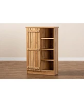 Baxton Studio Eren Modern and Contemporary Farmhouse 48.5" Natural Finished Wood 1-Door Shoe Cabinet