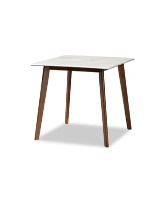 Baxton Studio Kaylee Mid-Century Modern Transitional 31.5" Finished Wood Dining Table with Faux Marble Tabletop