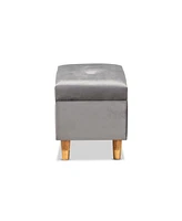Baxton Studio Elias Modern and Contemporary Velvet Fabric Upholstered and Finished Wood Storage Ottoman