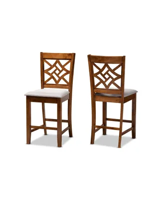 Baxton Studio Nicolette Modern and Contemporary 2-Piece Fabric Upholstered Finished Wood Counter Stool Set