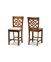 Baxton Studio Nicolette Modern and Contemporary 2-Piece Fabric Upholstered Finished Wood Counter Stool Set