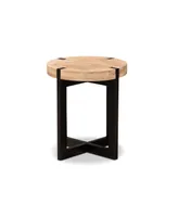 Baxton Studio Horace Rustic and Industrial 15.7" Finished Wood and Finished Metal End Table