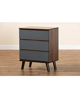 Baxton Studio Roldan Modern and Contemporary 29.9" Two-Tone and Finished Wood 3-Drawer Bedroom Chest