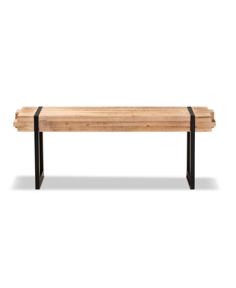 Baxton Studio Henson Rustic and Industrial 47.2" Natural Finished Wood and Finished Metal Bench