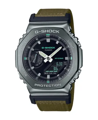 G-Shock Men's Analog-Digital Metal Cover Green Cloth Band Watch, 44.4mm, GM2100CB-3A