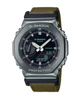 G-Shock Men's Analog-Digital Metal Cover Green Cloth Band Watch, 44.4mm, GM2100CB-3A