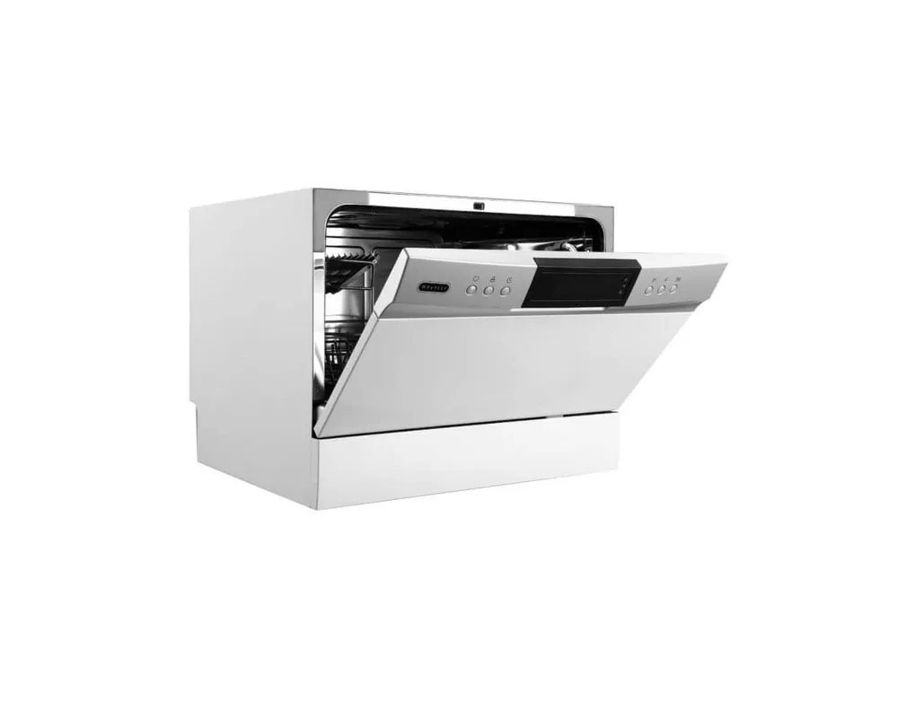 Farberware FCD06ASWWHC Professional 6 Piece Countertop Dishwasher, Glass Door White