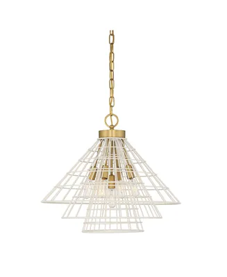 Savoy House Lenox 5-Light Pendant in White with Warm Brass Accents
