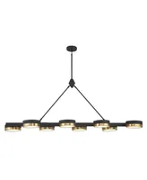 Savoy House Ashor 8-Light Led Linear Chandelier in Matte Black with Warm Brass Accents