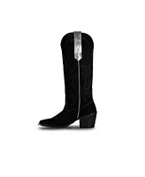 Bala Di Gala Women's Knee-High Black Suede Leather Western Boots Fenix by