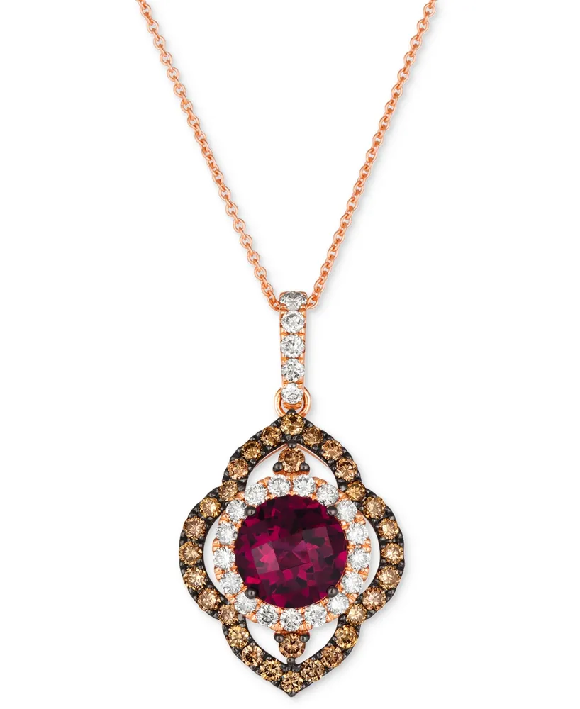 Le Vian Pomegranate Garnet (2-1/10 ct. t.w.) & Diamond (1 ct. t.w.) Pendant Necklace in 14k Rose Gold, 18" + 2" extender