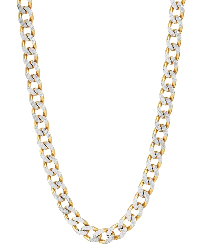 Two-Tone Curb Link 22" Chain Necklace in Sterling Silver & 14k Gold-Plate